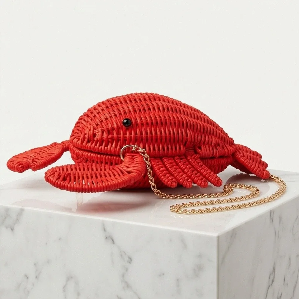 Tommy Bahama Red Wicker Lobster Crossbody Bag Novelty Nautical Purse NEW